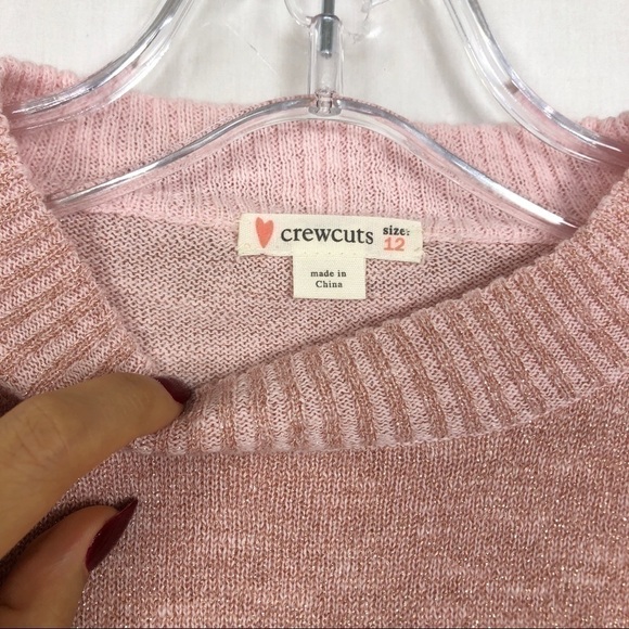 Crewcuts GIRLS pink striped metallic thread sweater - Picture 2 of 4